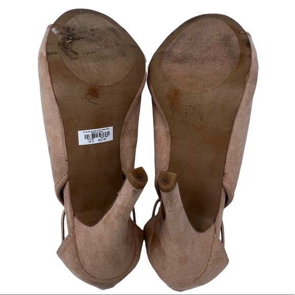 Torrid Beige Faux Suede Scallop Cut Out Open Toe Platform Stilettos Heels 10.5 - Picture 7 of 8